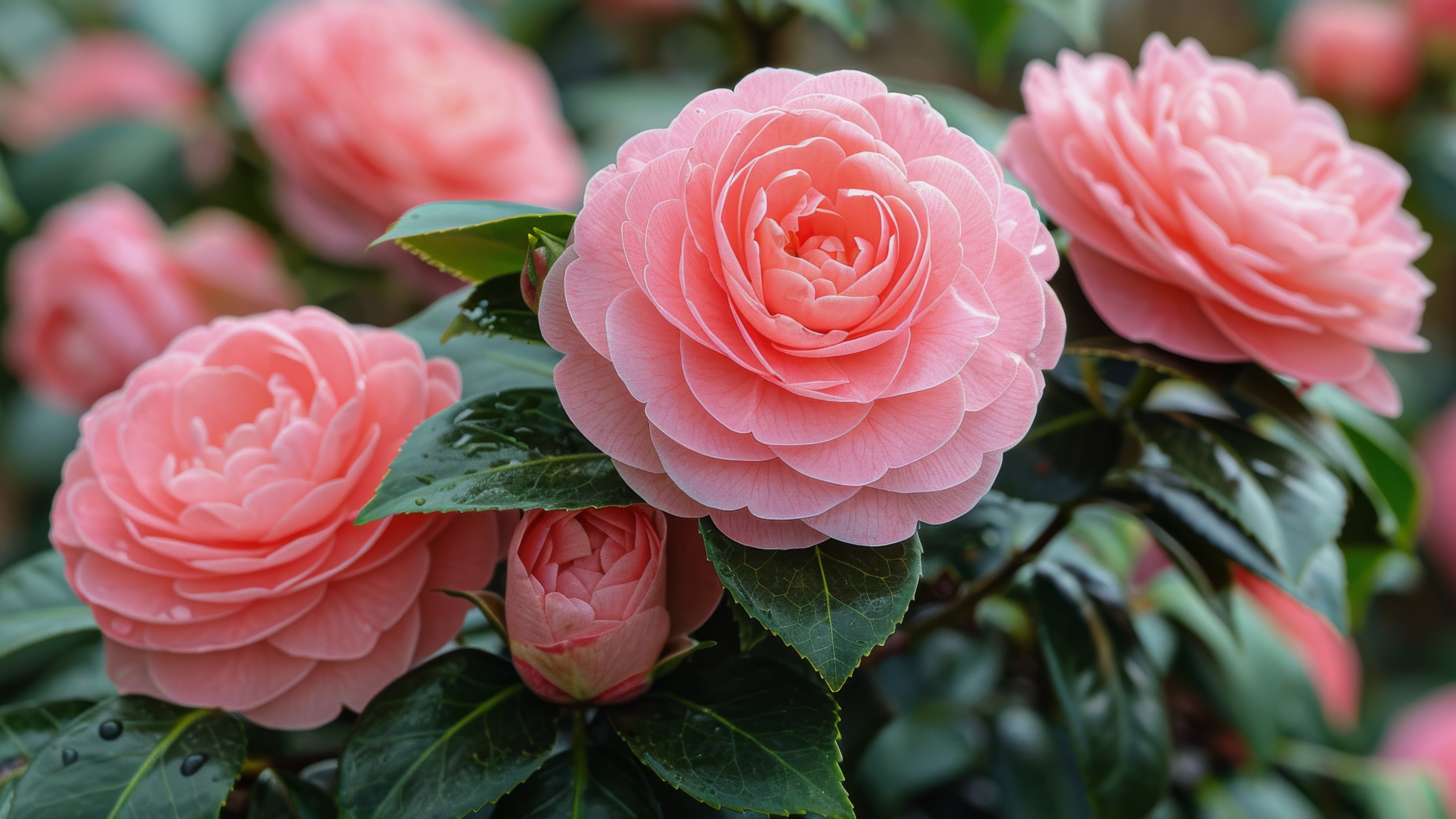 Pink camellia in close-up - Wallpapers for Apple iMac 24″ in 4480x2520 resolution