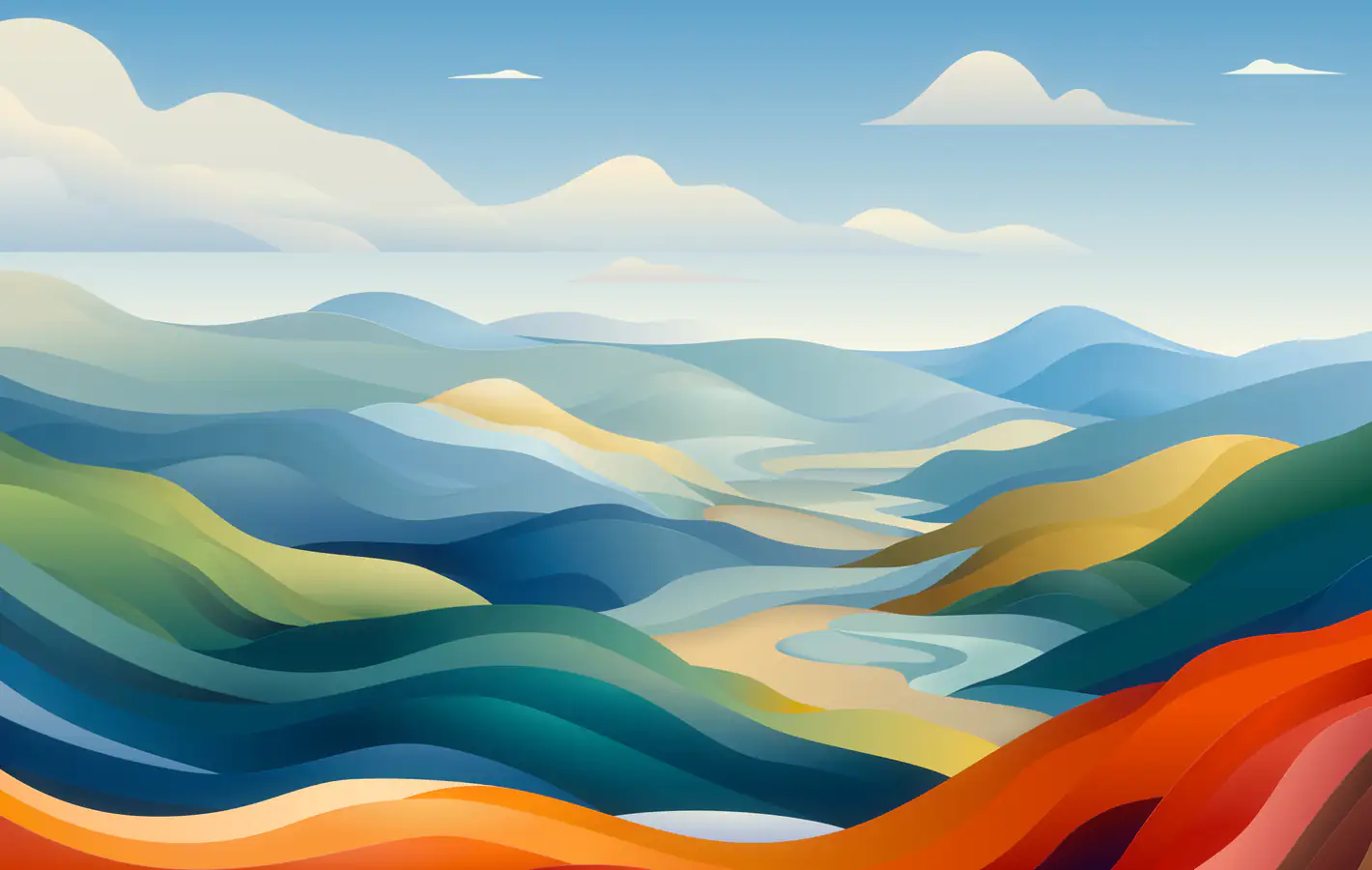 Abstract valley with mountains — desktop and phone wallpaper, free download