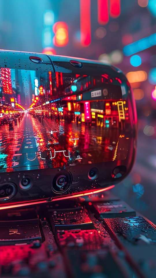 VR очки с неоновым городом - Обои для Samsung, HTC, Sony в разрешении 540x960