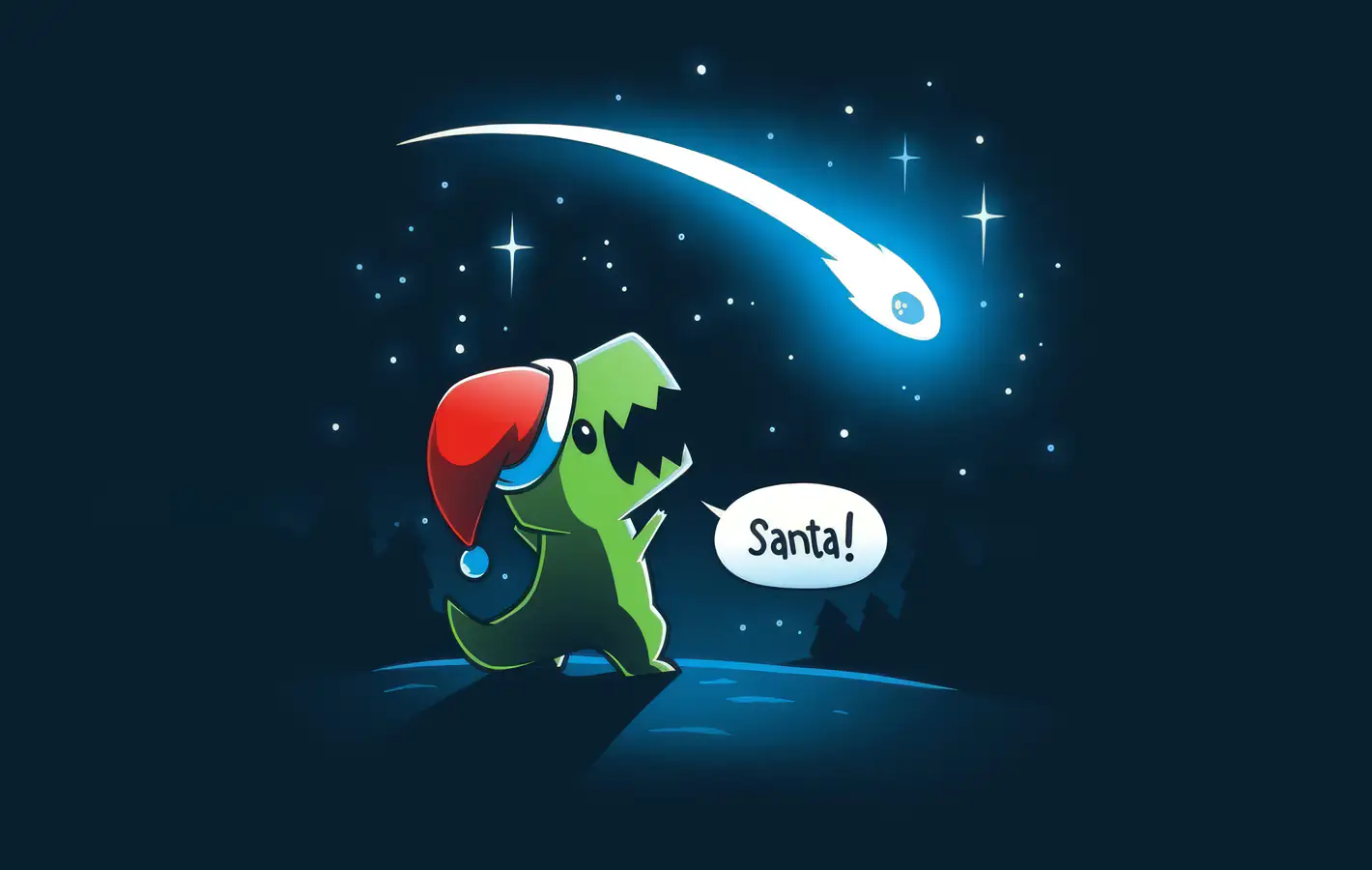 Cute dragon in Santa hat — desktop and phone wallpaper, free download