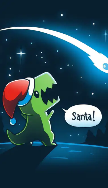 Illustrations wallpapers: dragon, Santa Claus, comet, stars