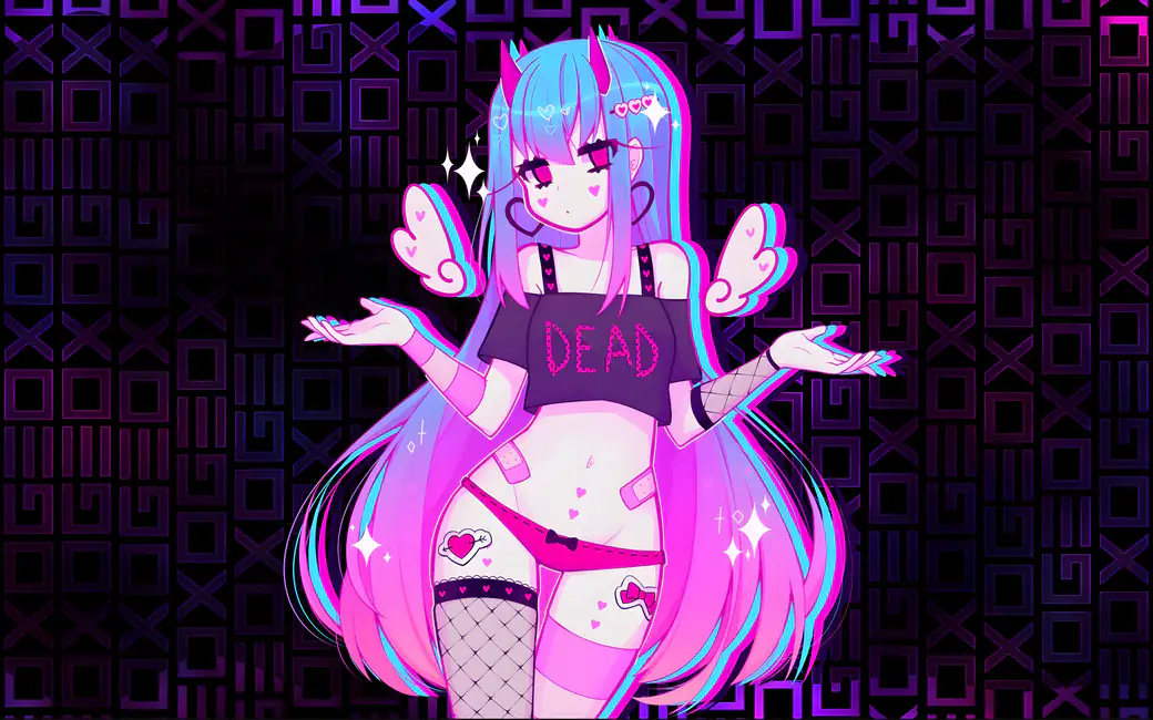 Anime emo chan in pink outfit — desktop and phone wallpaper, free download
