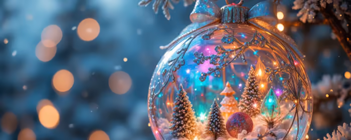 UltraWide 21:9 Winter mood wallpapers (2560x1080): christmas ball, snow, stringlight, glitter