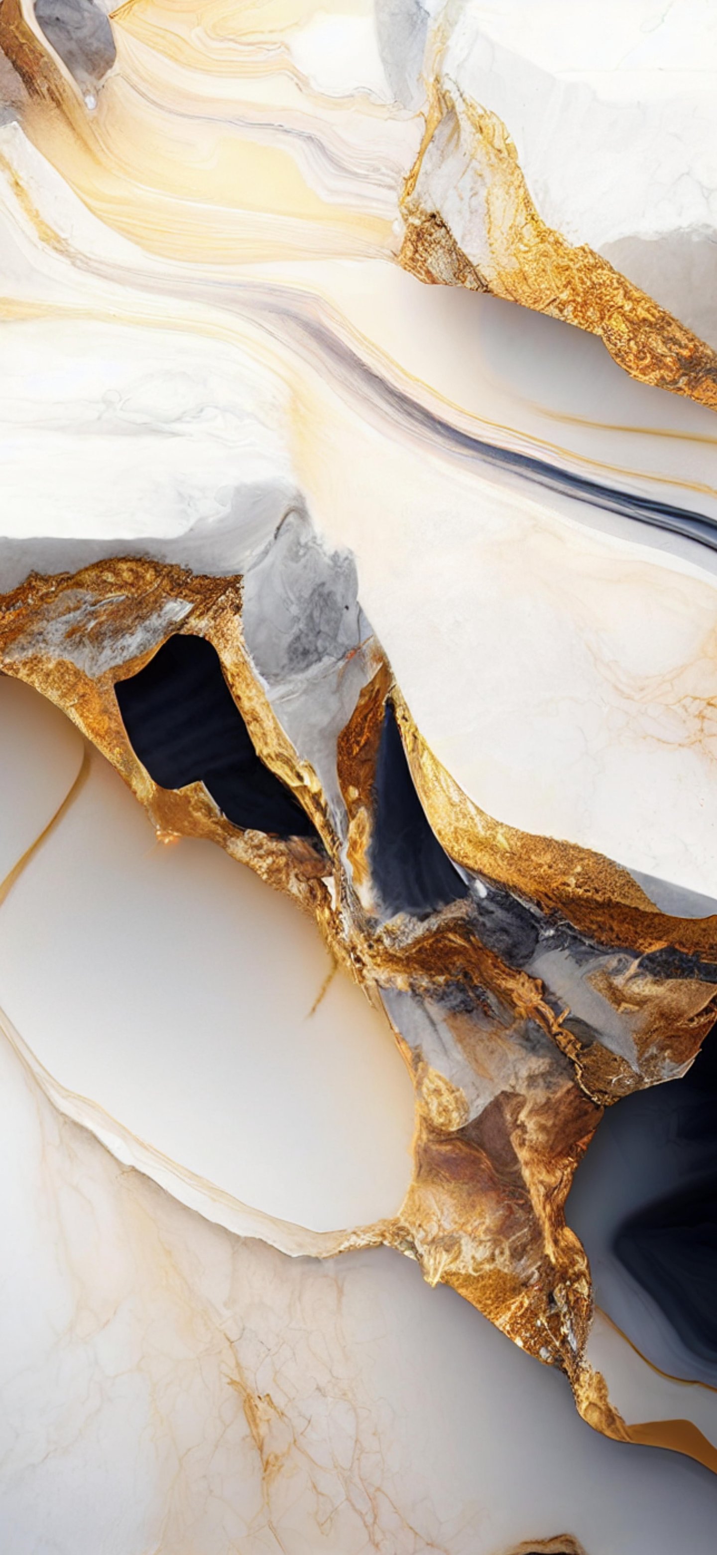White marble with gold veins - Wallpapers for Samsung Galaxy S24/S24 Ultra/S25 Ultra/S25+/S26 Ultra in 1440x3120 resolution