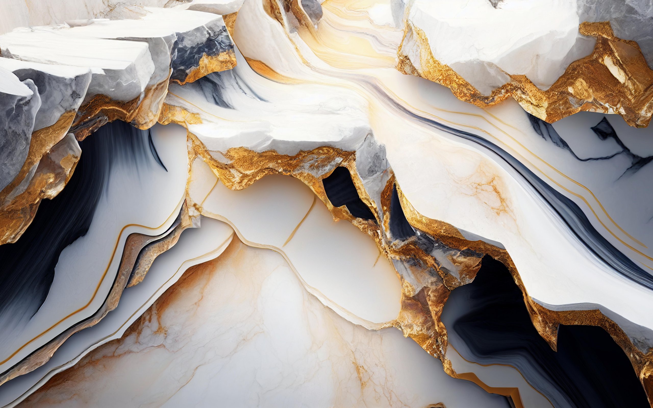 White marble with gold veins - WQXGA and for Apple MacBook Air 13 wallpapers in 2560x1600 resolution
