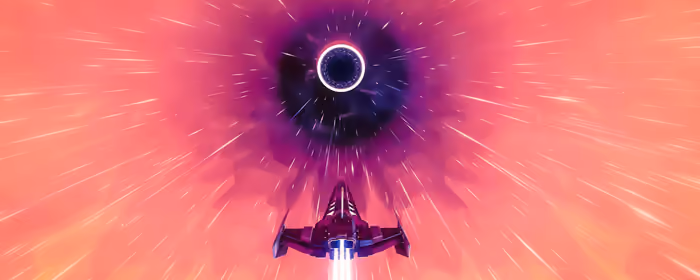 UltraWide 21:9 обои игры (2560x1080): No Man's Sky, космический корабль, варп, портал