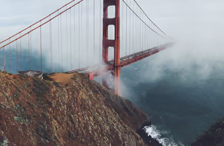 City wallpapers: Golden Gate Bridge, fog, hills, San Francisco