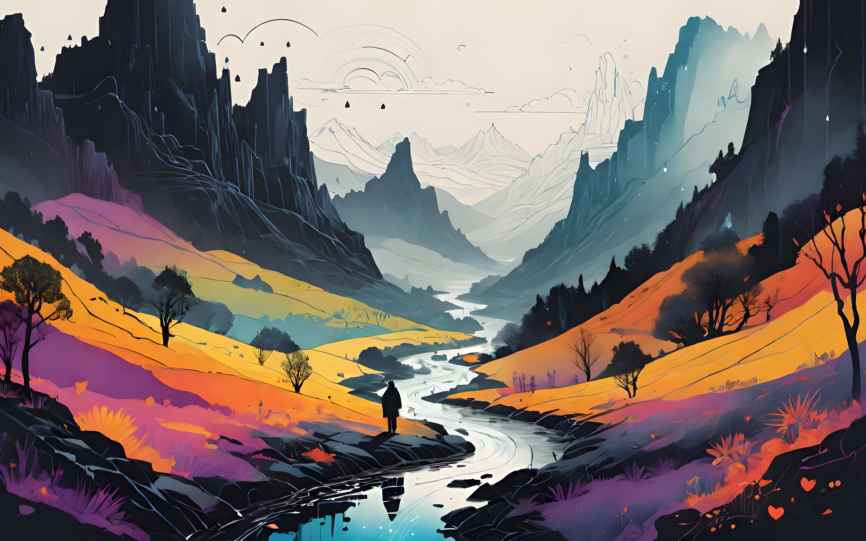 Low-saturation nature drawing - Wallpapers for Apple MacBook 15″ in 2880x1800 resolution