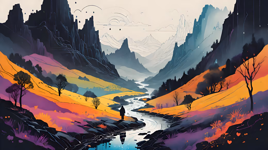 Low-saturation nature drawing - Wallpapers for iPhone 4/4S in 640x960 resolution