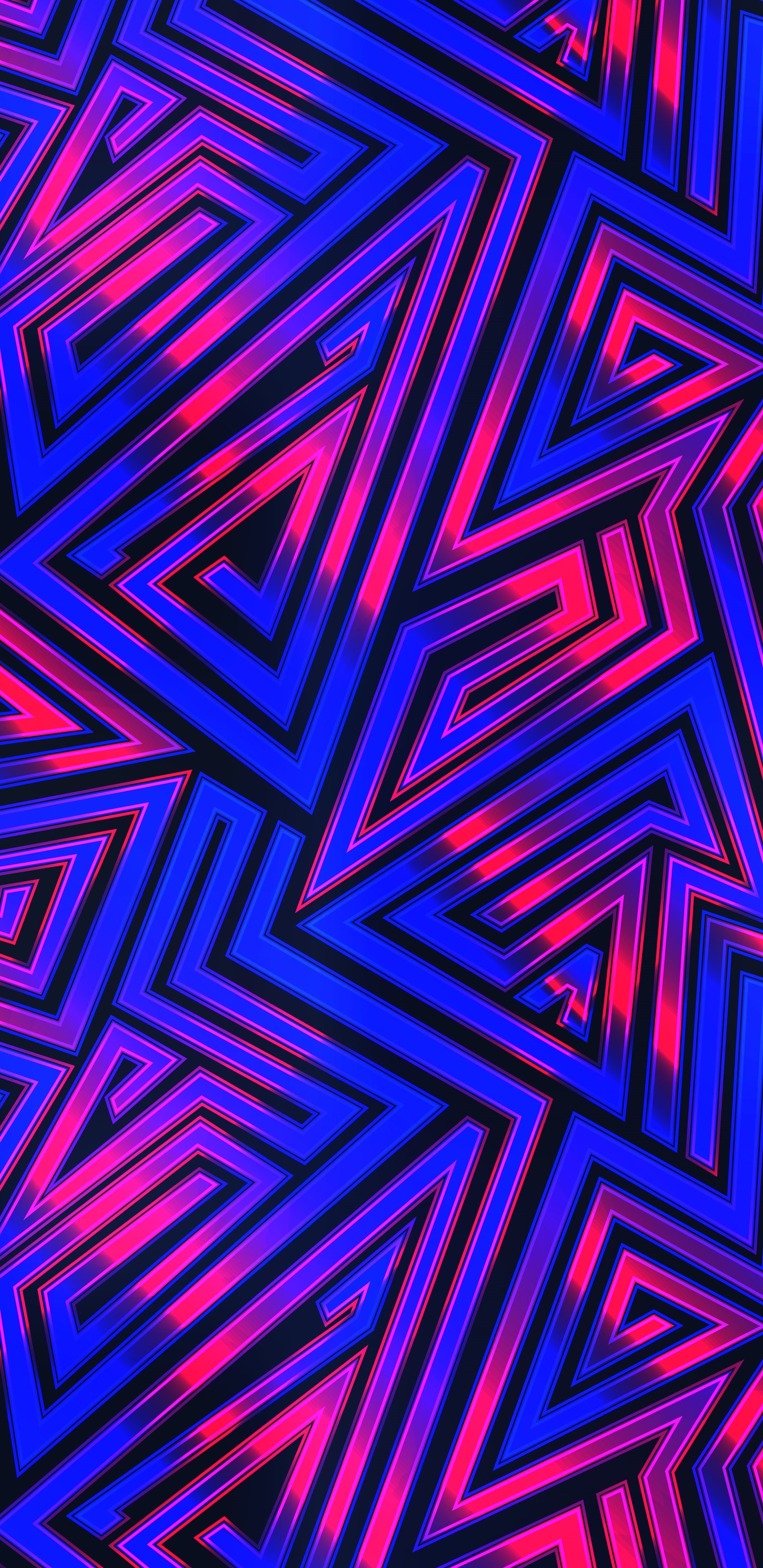Neon triangles - Wallpapers for Samsung Galaxy S8/S8+/Note 8/S9/S9+/Note 9 in 1440x2960 resolution