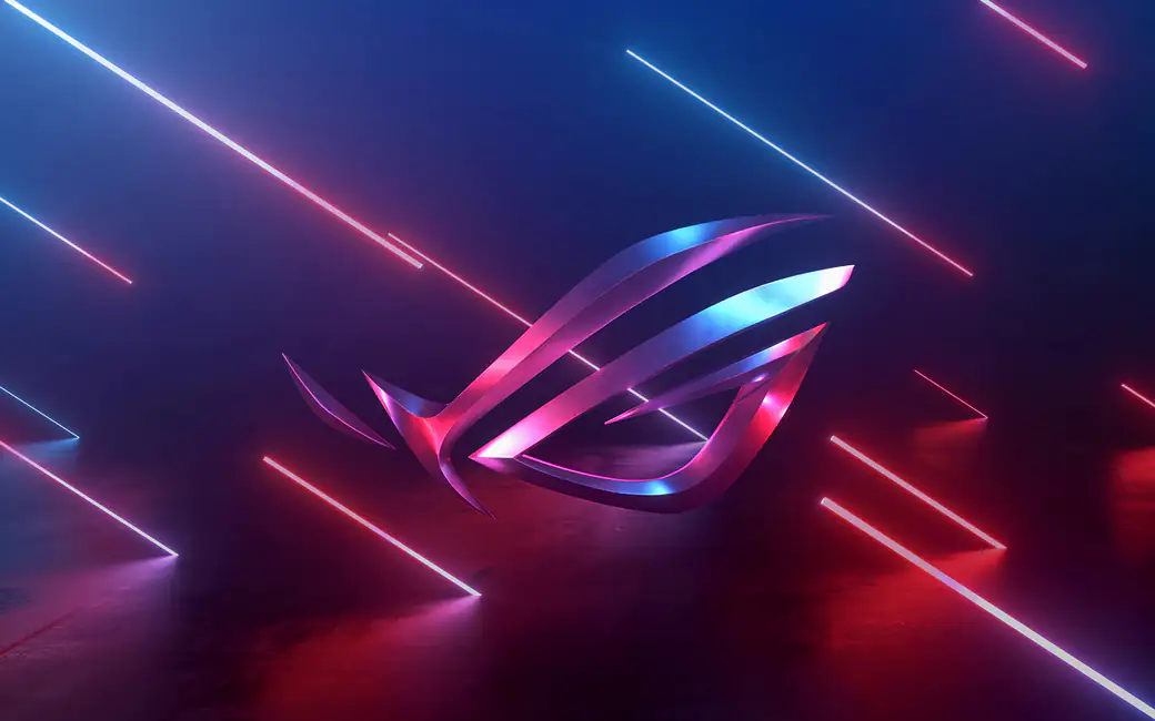 ASUS ROG с футуристическим неоном — обои на рабочий стол и телефон