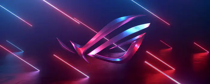 UltraWide 32:9 обои гейминг (3840x1080): ASUS ROG, логотип, неон, гейминг