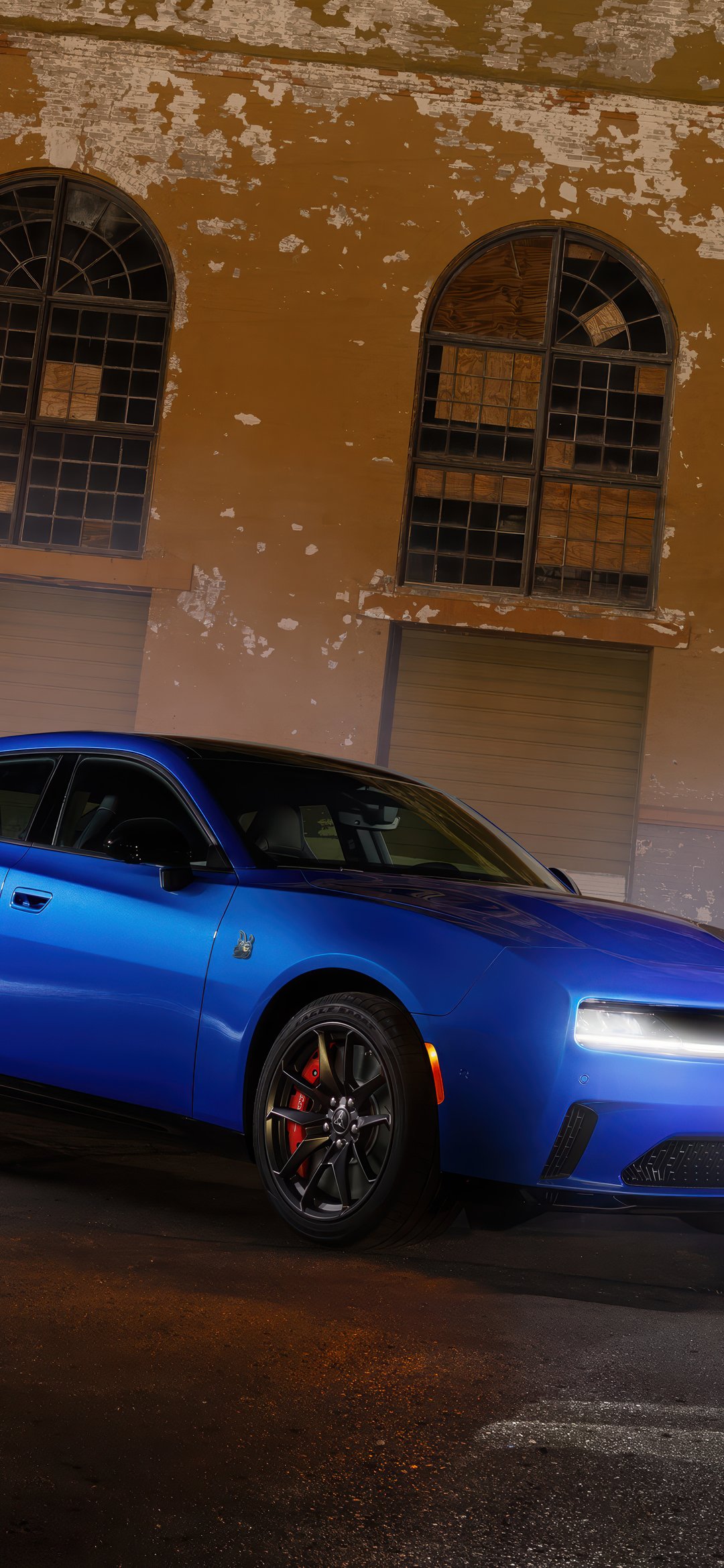 Blue Dodge Charger Daytona - Wallpapers for iPhone 12 mini/13 mini, Samsung Galaxy S24/S24 FE/S25/S25 FE/S26/A55/A56/A35/A26/A16/M15, Xiaomi, Sony Xperia in 1080x2340 resolution