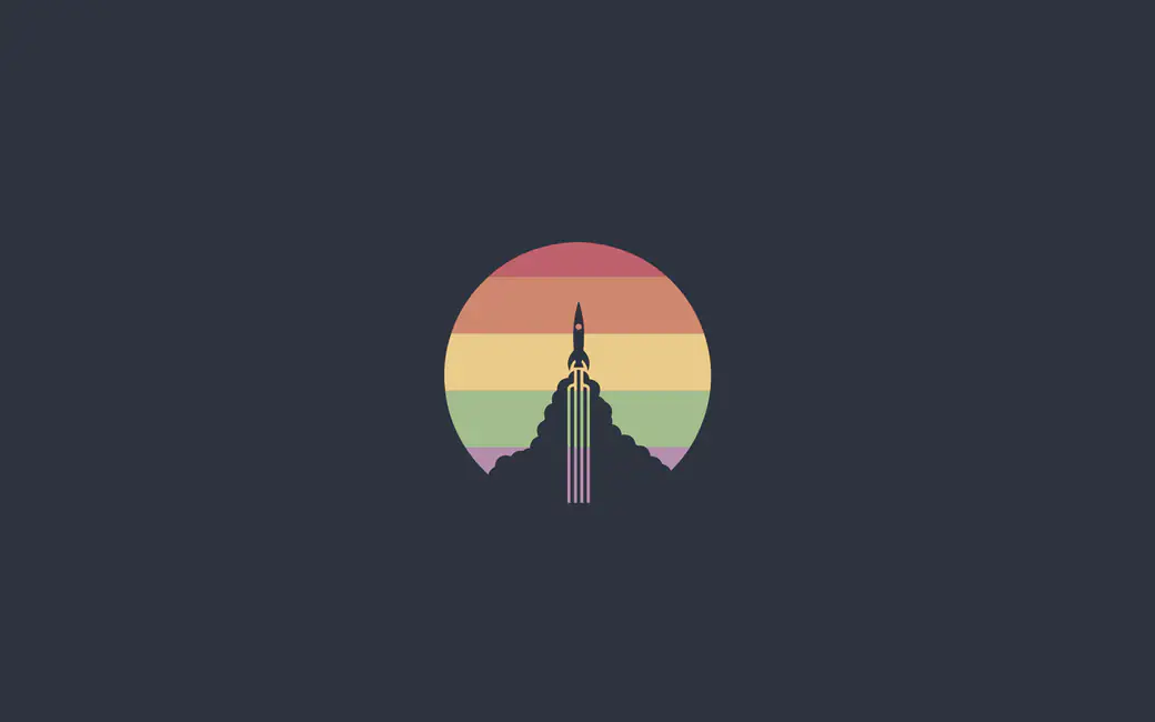 Minimalistic rocket takes off — desktop and phone wallpaper, free download