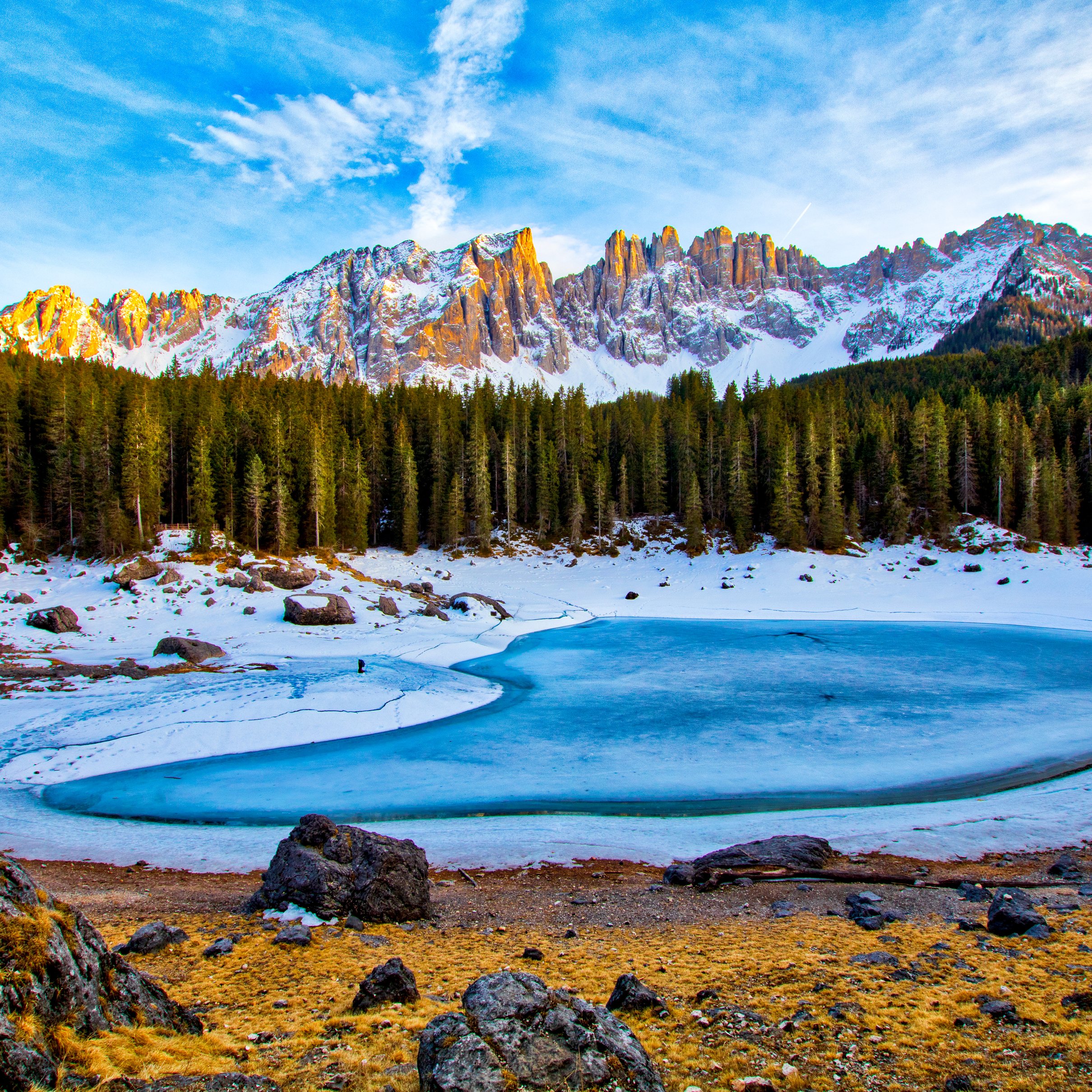 Frozen Lake Karezza in Italy - Wallpapers for iPad Pro 11″ 2024 in 2420x2420 resolution