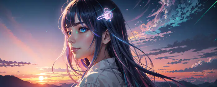 UltraWide 21:9 wallpapers (2560x1080): anime Girl, girl, cybernetic implants, blue eyes