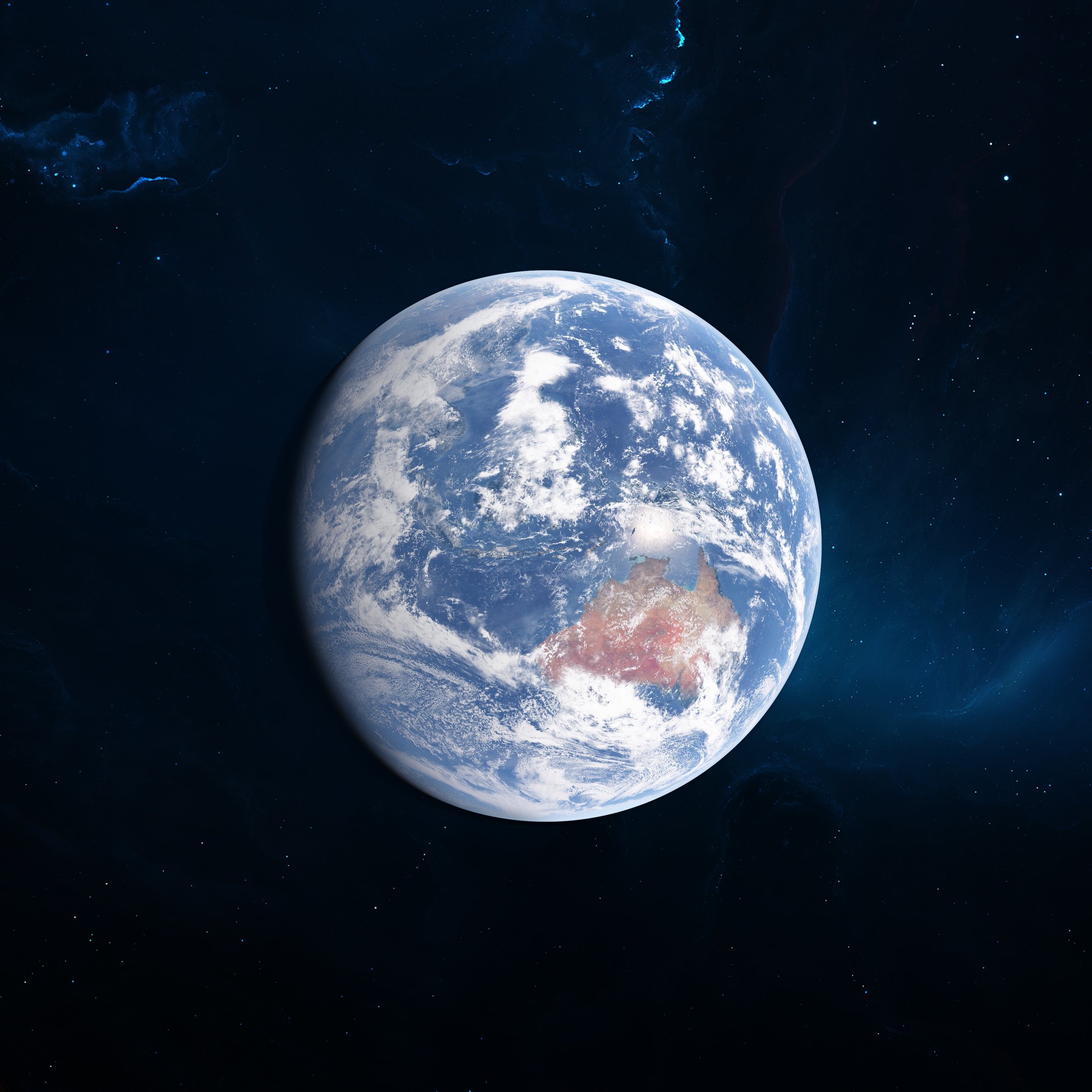 Earth planet with visible clouds and continents - Wallpapers for iPad Pro 11″ 2024 in 2420x2420 resolution