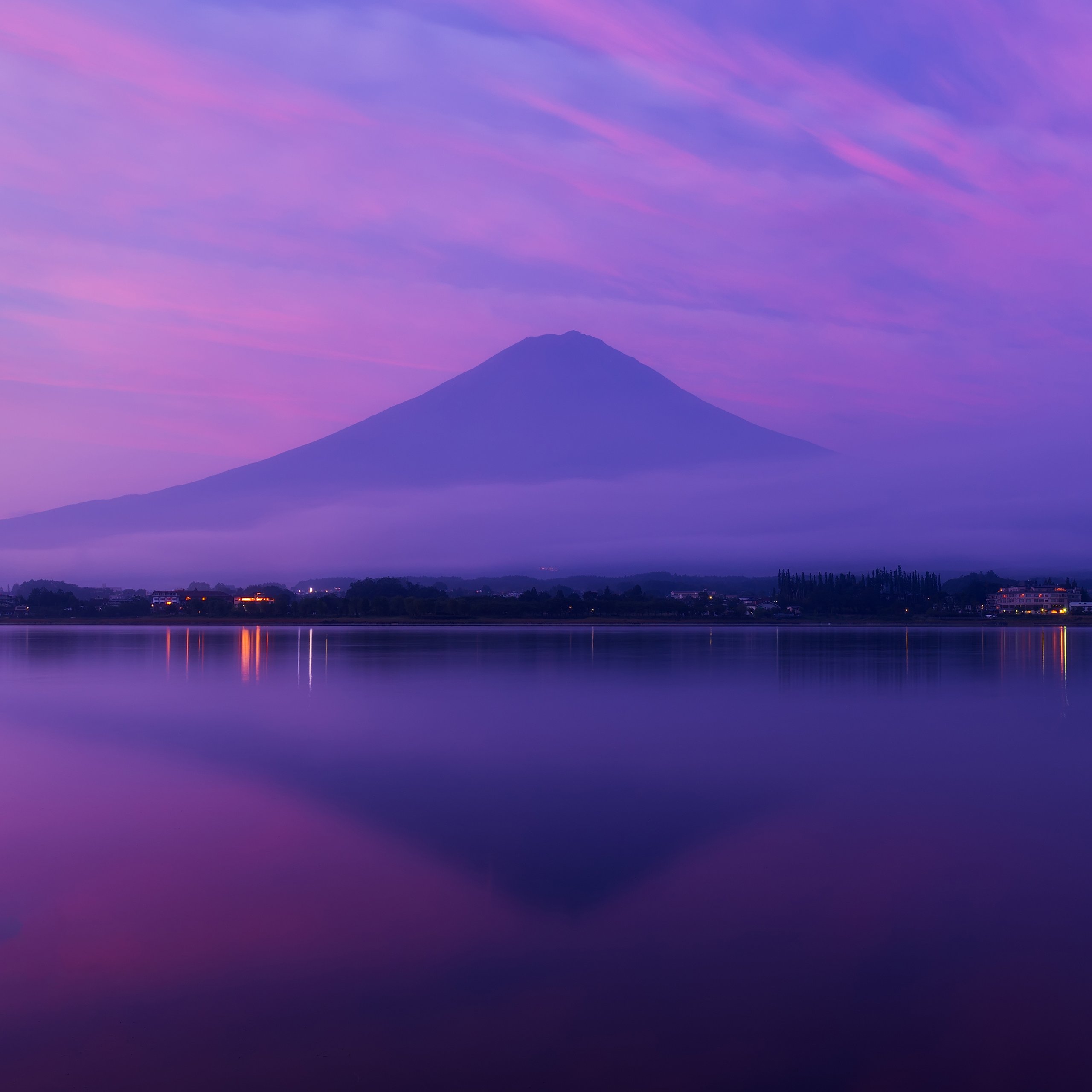 Mount Fuji in a purple sunset - Wallpapers for Samsung Galaxy Tab S9 FE+/Tab S11, Xiaomi Pad 5, Redmi Pad 2 Pro, POCO Pad in 2560x2560 resolution