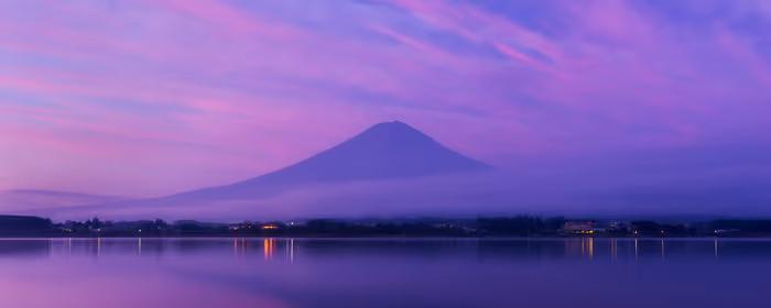 Japan Nature Wallpapers for UltraWide 21:9 monitors (2560x1080): Fuji, Lake Kawaguchi, mountains, lake