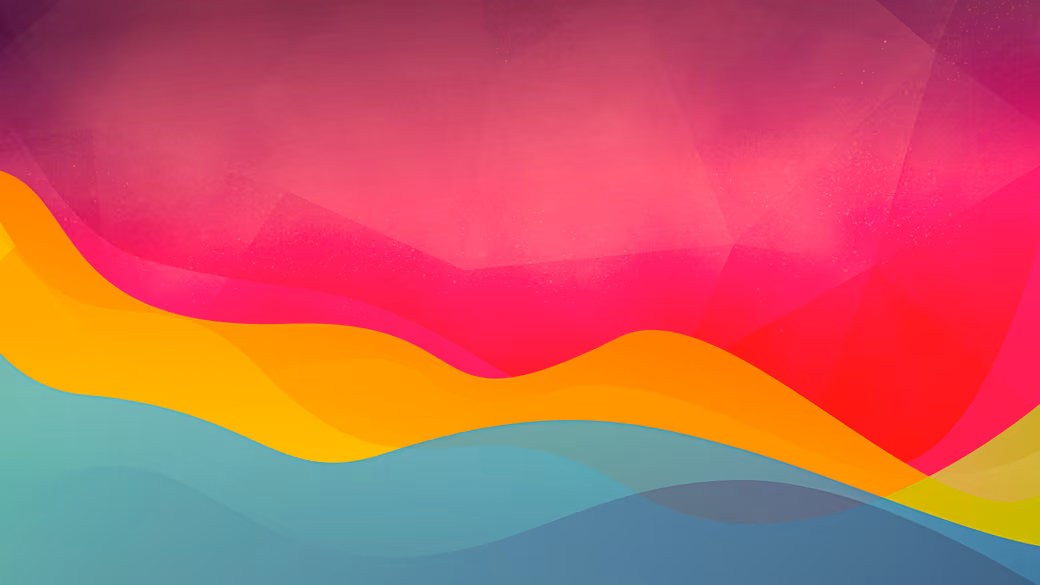 Pink, yellow and turquoise waves — desktop and phone wallpaper, free download