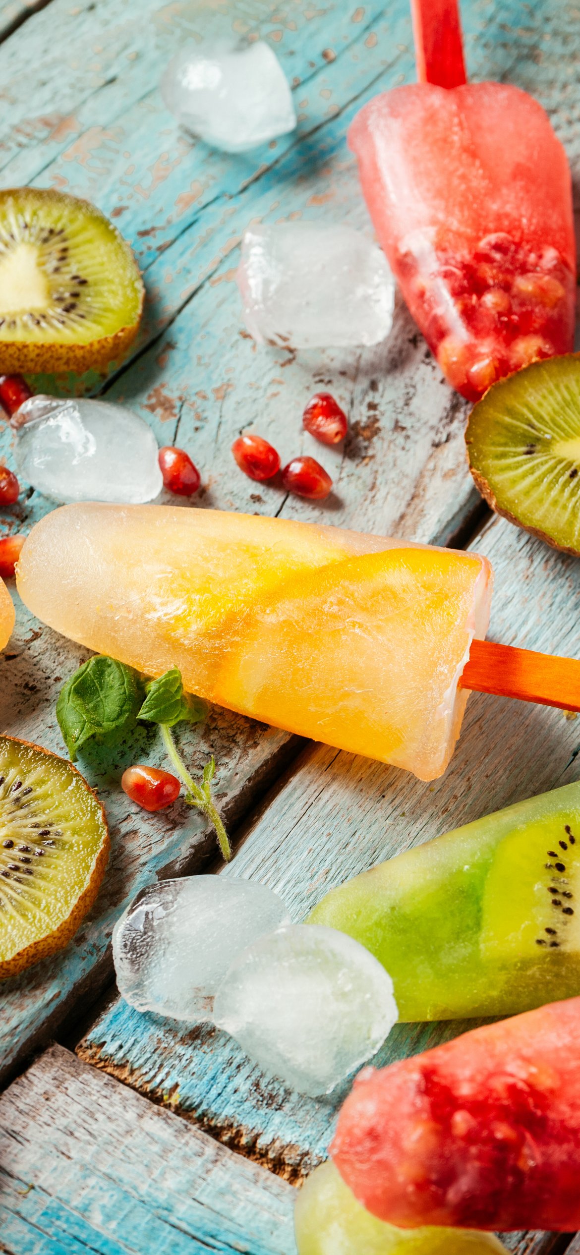 Fruit ice on a stick with fruit - Wallpapers for iPhone 12 Pro/13 Pro/14 in 1170x2532 resolution