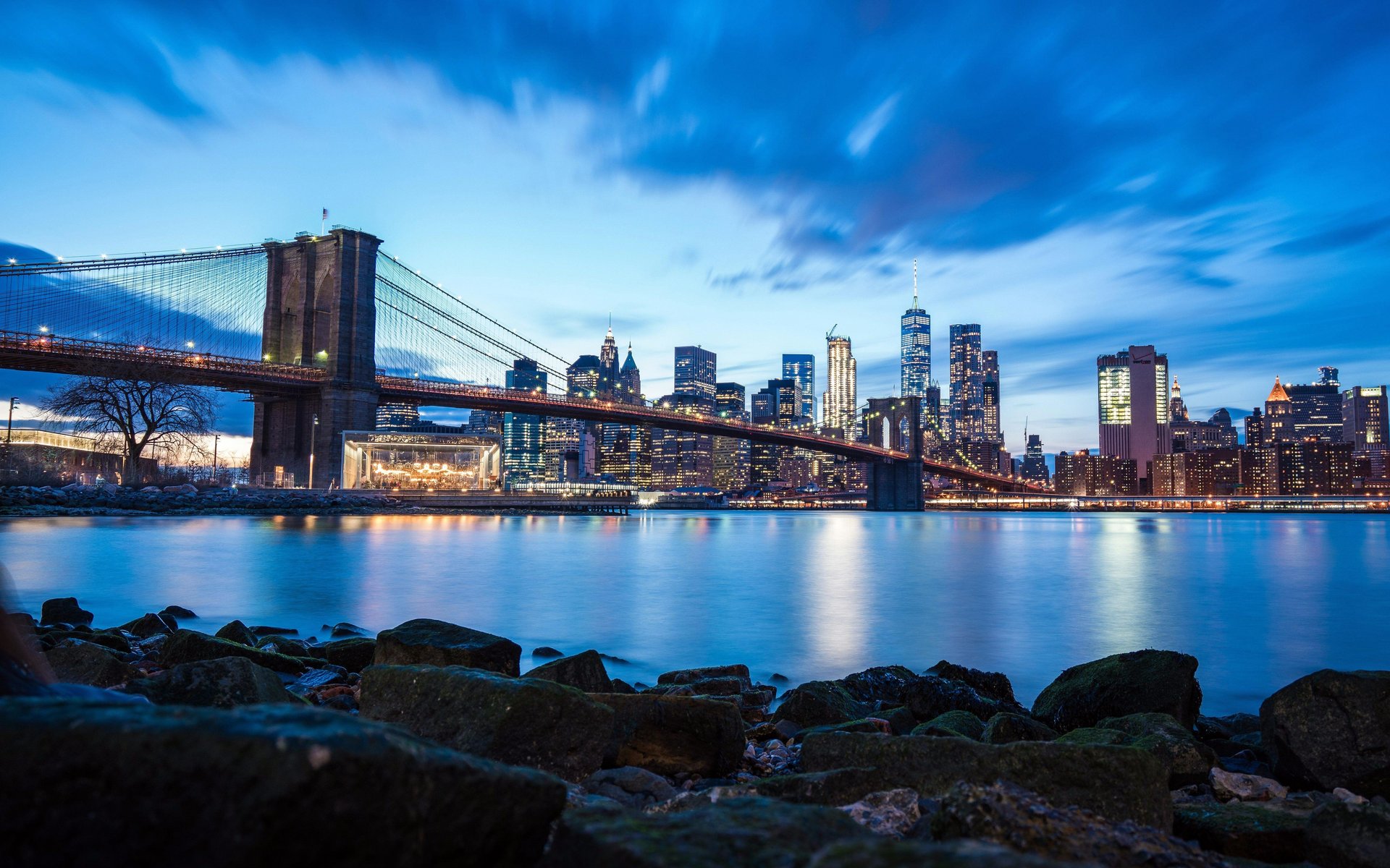 Brooklyn Bridge overlooking Manhattan - WUXGA wallpapers in 1920x1200 resolution