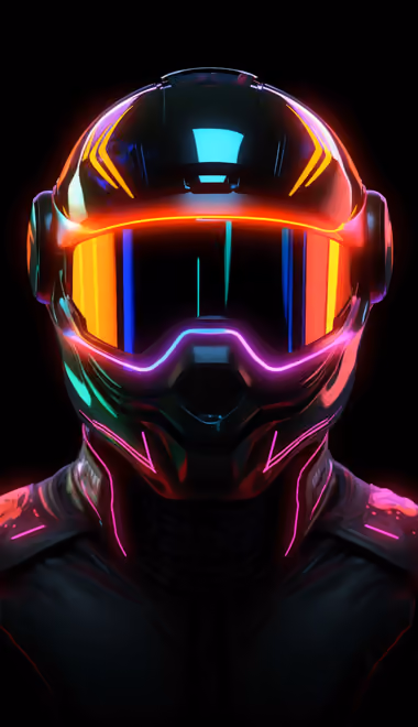 People wallpapers: biker, helmet, neon, cyberpunk