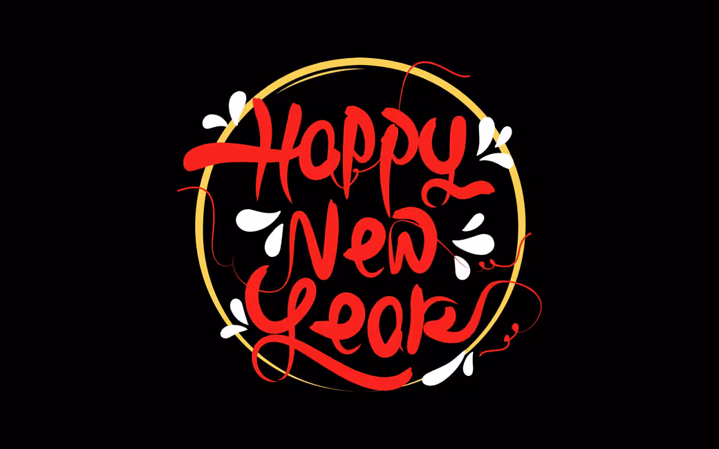 Happy New Year Calligraphy — desktop and phone wallpaper, free download