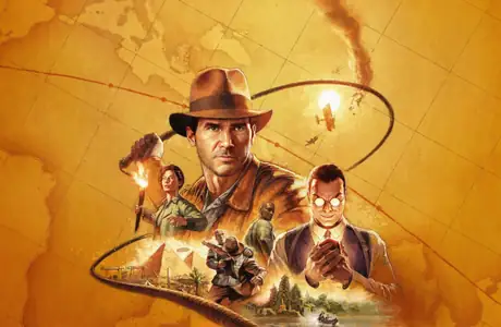 Обои постер для двух мониторов (7680x2160): Indiana Jones and the Great Circle, археология, приключение, карта