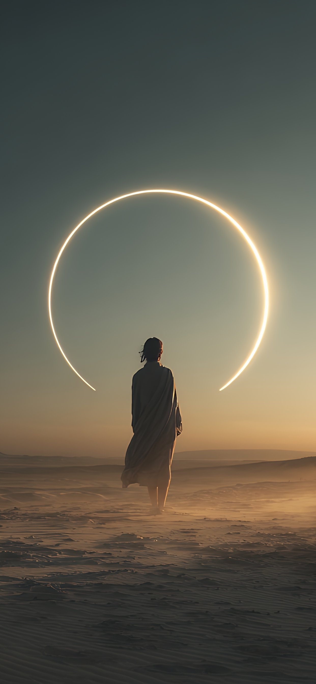Woman with a shining halo in the desert - Wallpapers for iPhone 11 Pro Max in 1242x2688 resolution