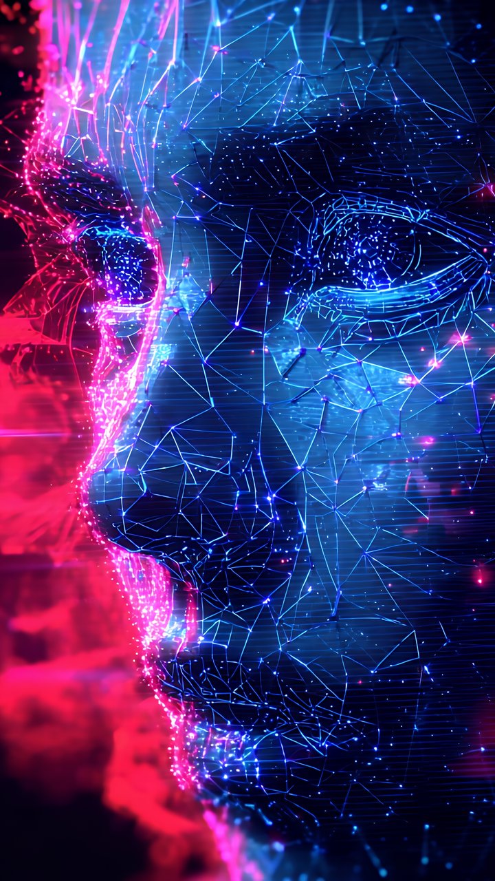 Technological face in the low poly style - Wallpapers for Samsung/LG in 720x1280 resolution