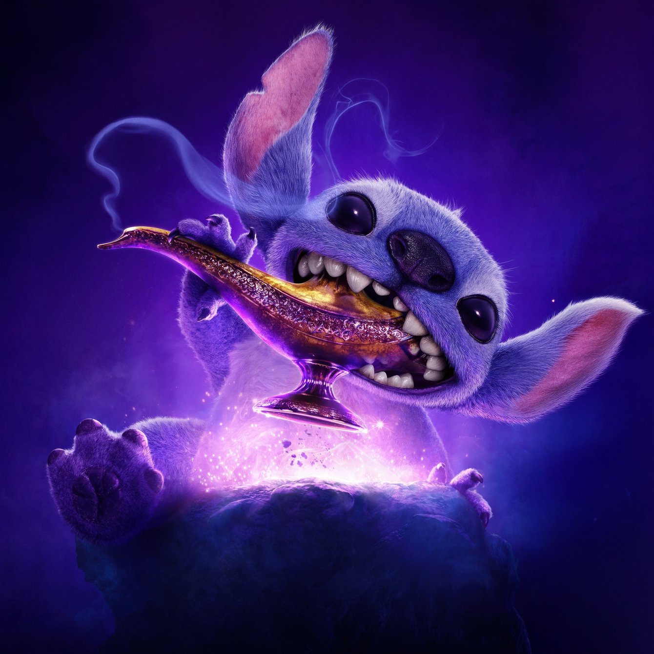 Stitch holding magical Aladdin lamp - Wallpapers for Samsung Galaxy Tab in 1340x1340 resolution