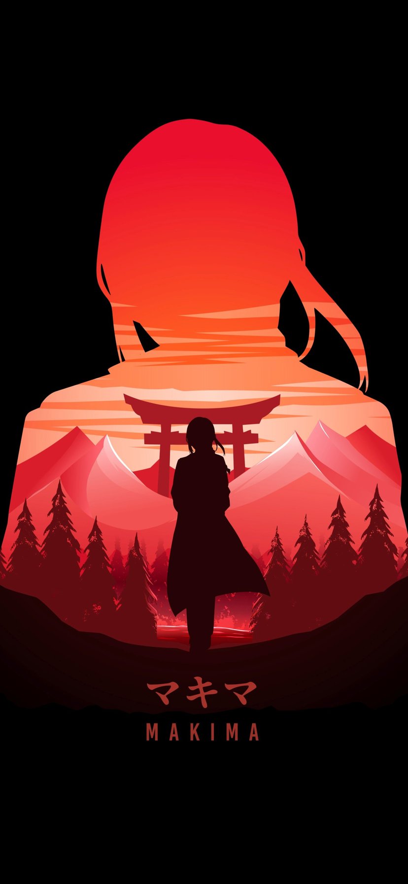 Minimalistic Makima - Wallpapers for iPhone 11/XR in 828x1792 resolution