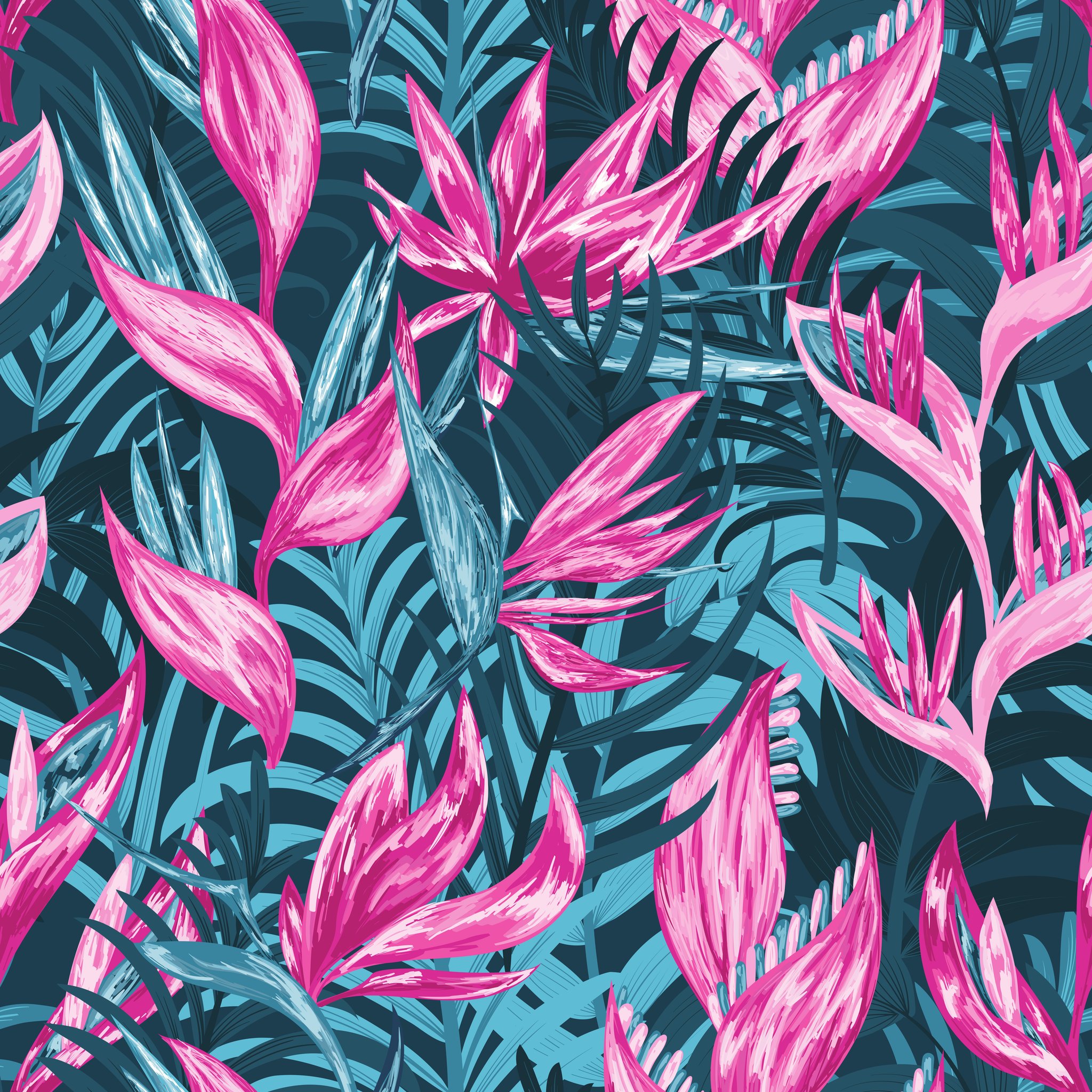Pink flowers on turquoise background - Wallpapers for iPad Retina in 2048x2048 resolution