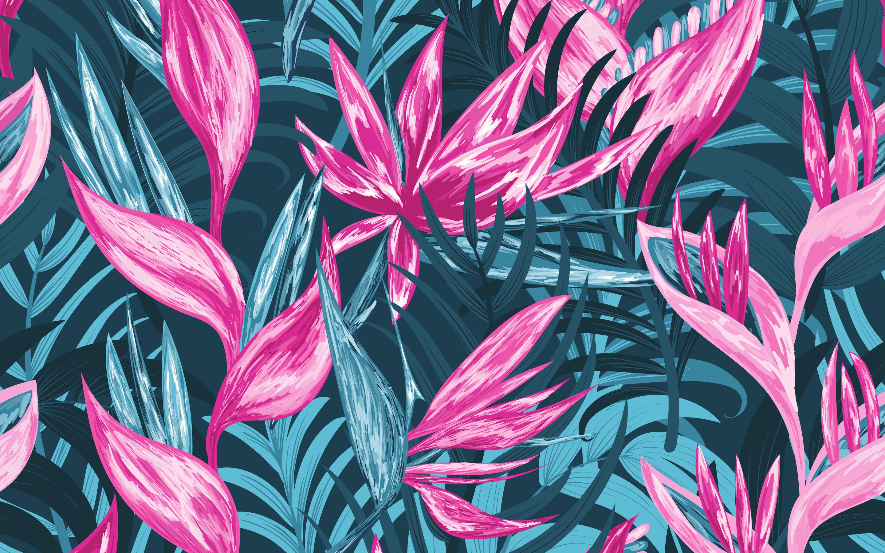 Pink flowers on turquoise background - Wallpapers for Apple MacBook 15″ in 2880x1800 resolution