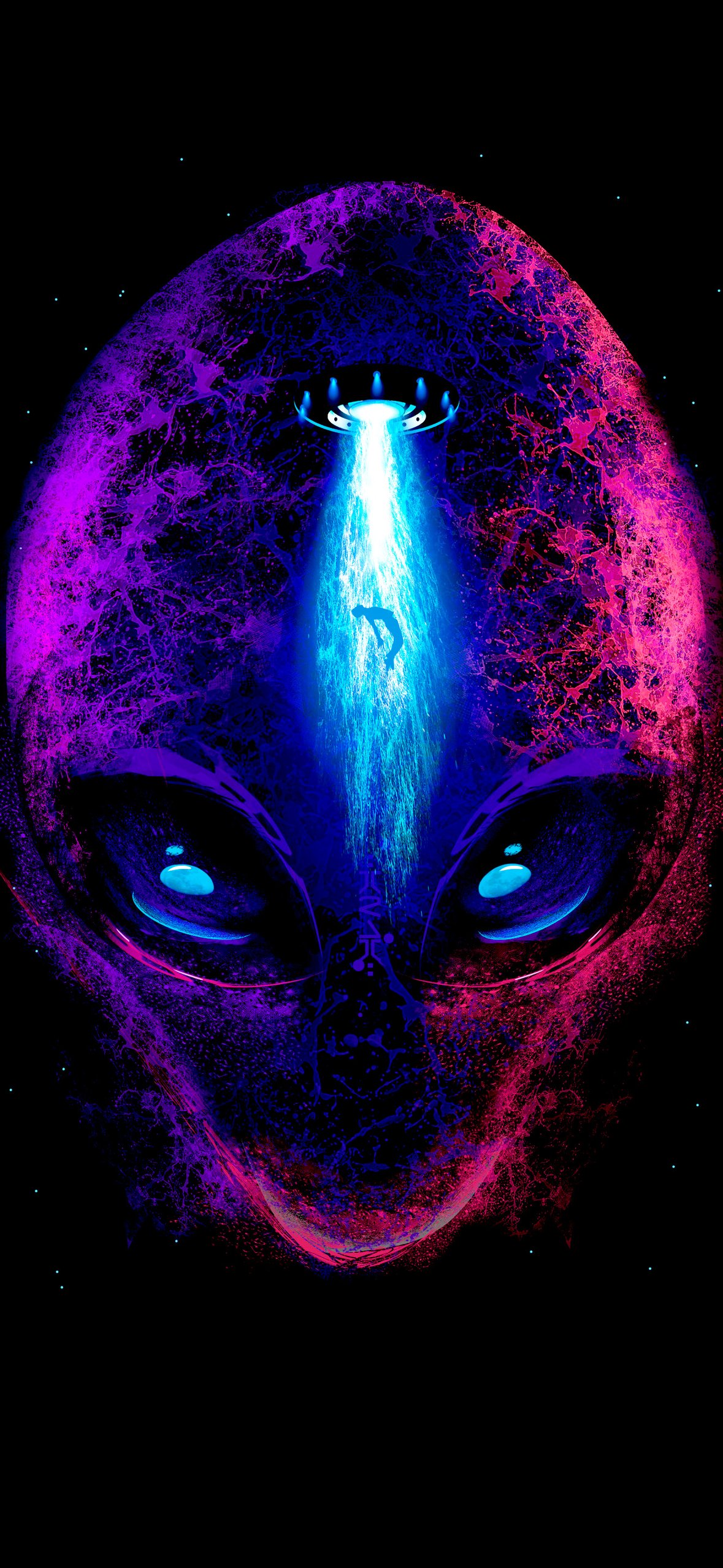 Neon alien Head - Wallpapers for iPhone 14 Pro/15 Pro in 1179x2556 resolution
