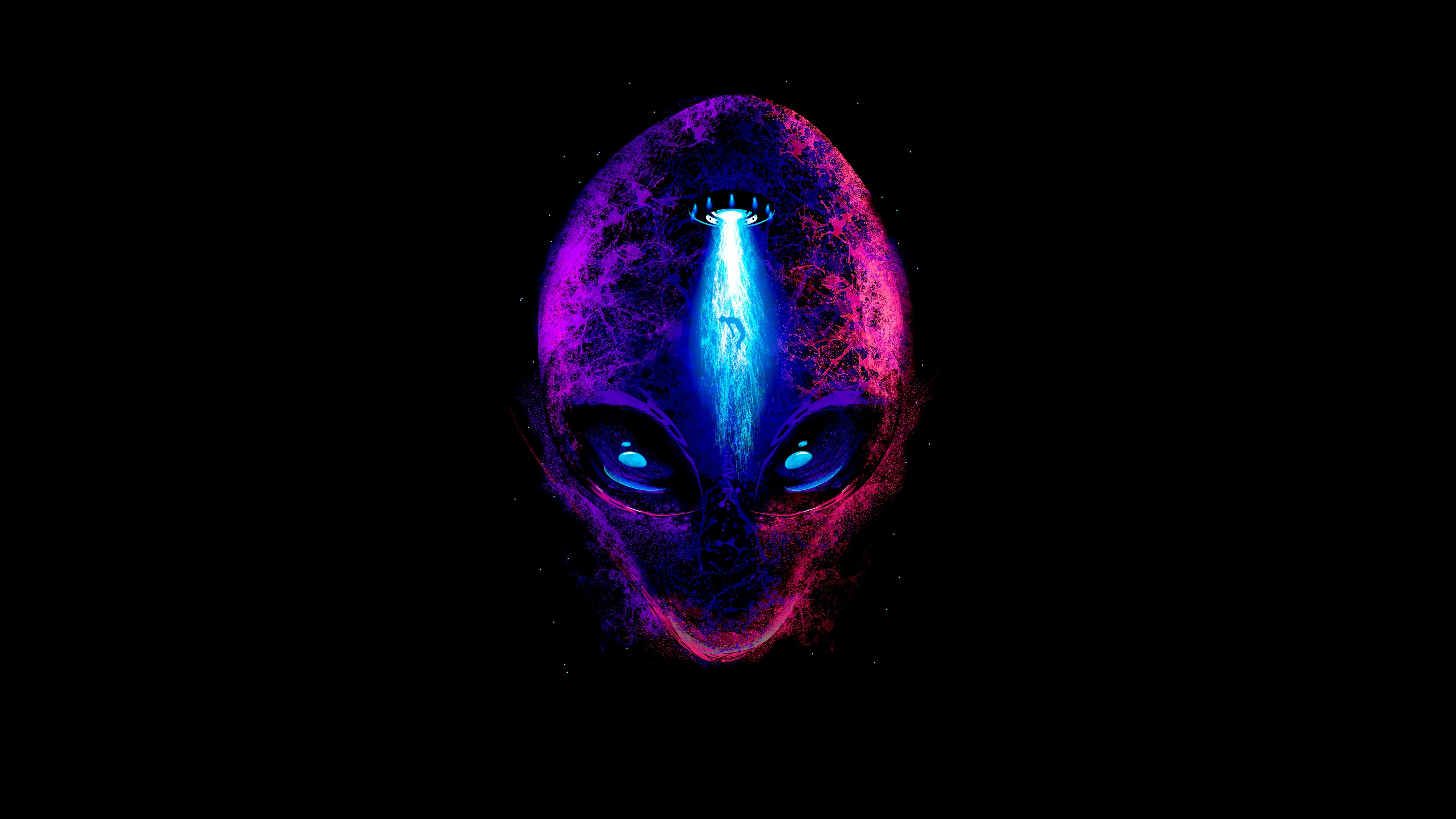Neon alien Head - 4K PC Wallpapers in 3840x2160 resolution