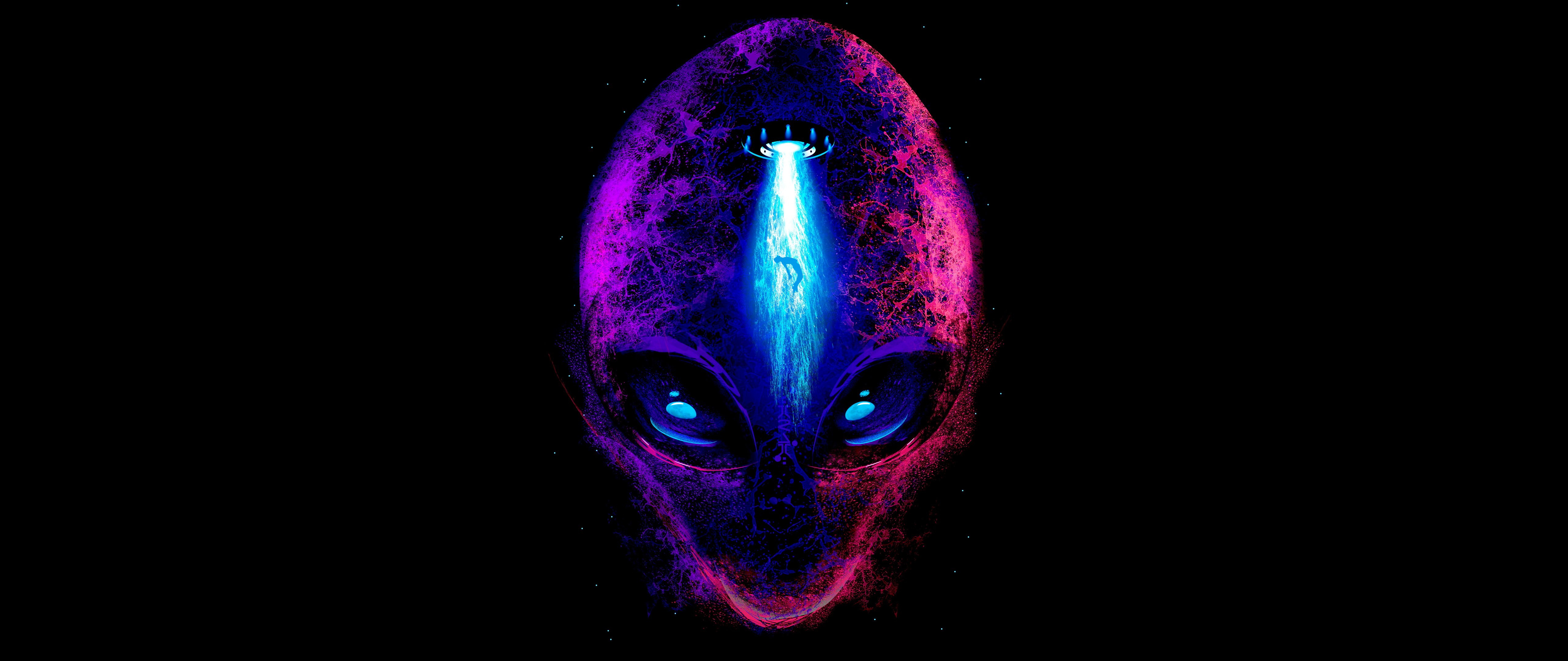 Neon alien Head - 5K2K UltraWide 21:9 wallpapers in 5120x2160 resolution
