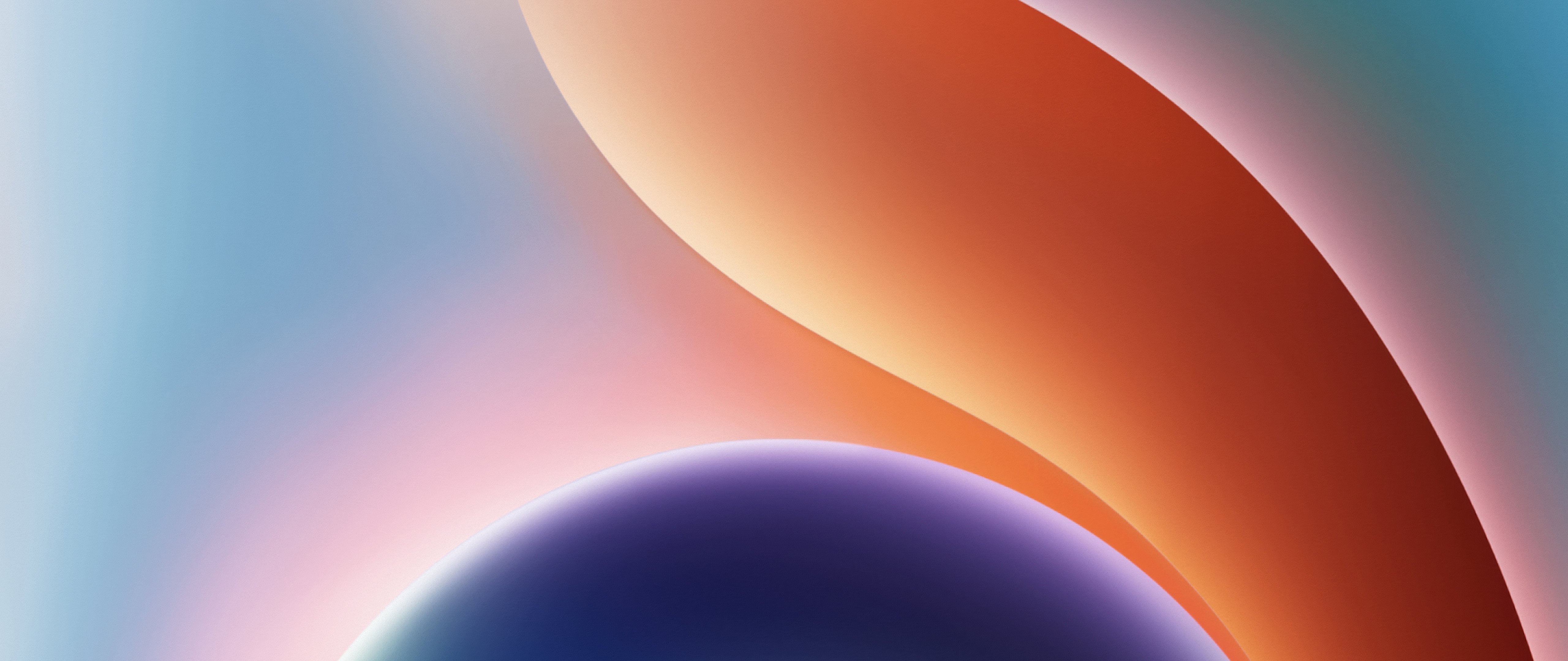 Curved orange shape with spheres - 5K2K UltraWide 21:9 wallpapers in 5120x2160 resolution