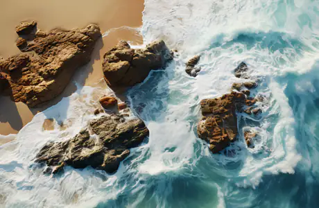 Nature wallpapers: ocean, waves, rock, beach