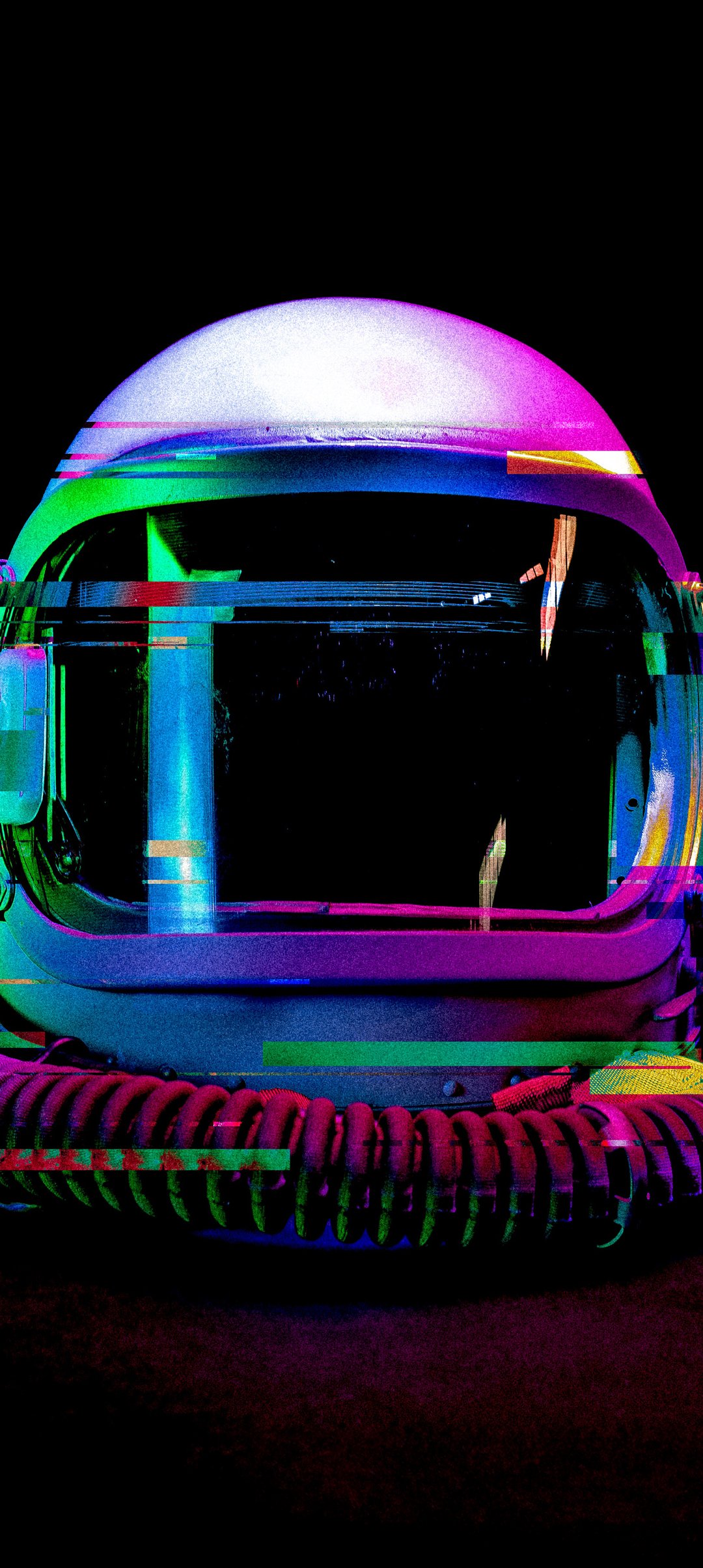 Astronaut's helmet with a glitch effect - Wallpapers for Samsung Galaxy A13/A14/A53, Realme 12 Pro 5G, POCO M5 in 1080x2408 resolution