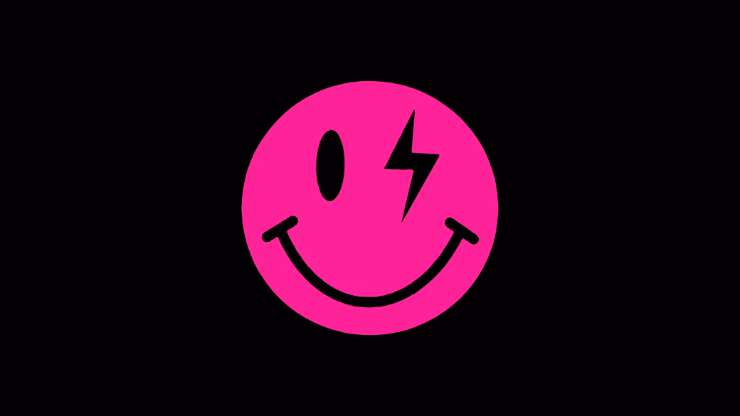 Pink smiley face with a smile — desktop and phone wallpaper, free download