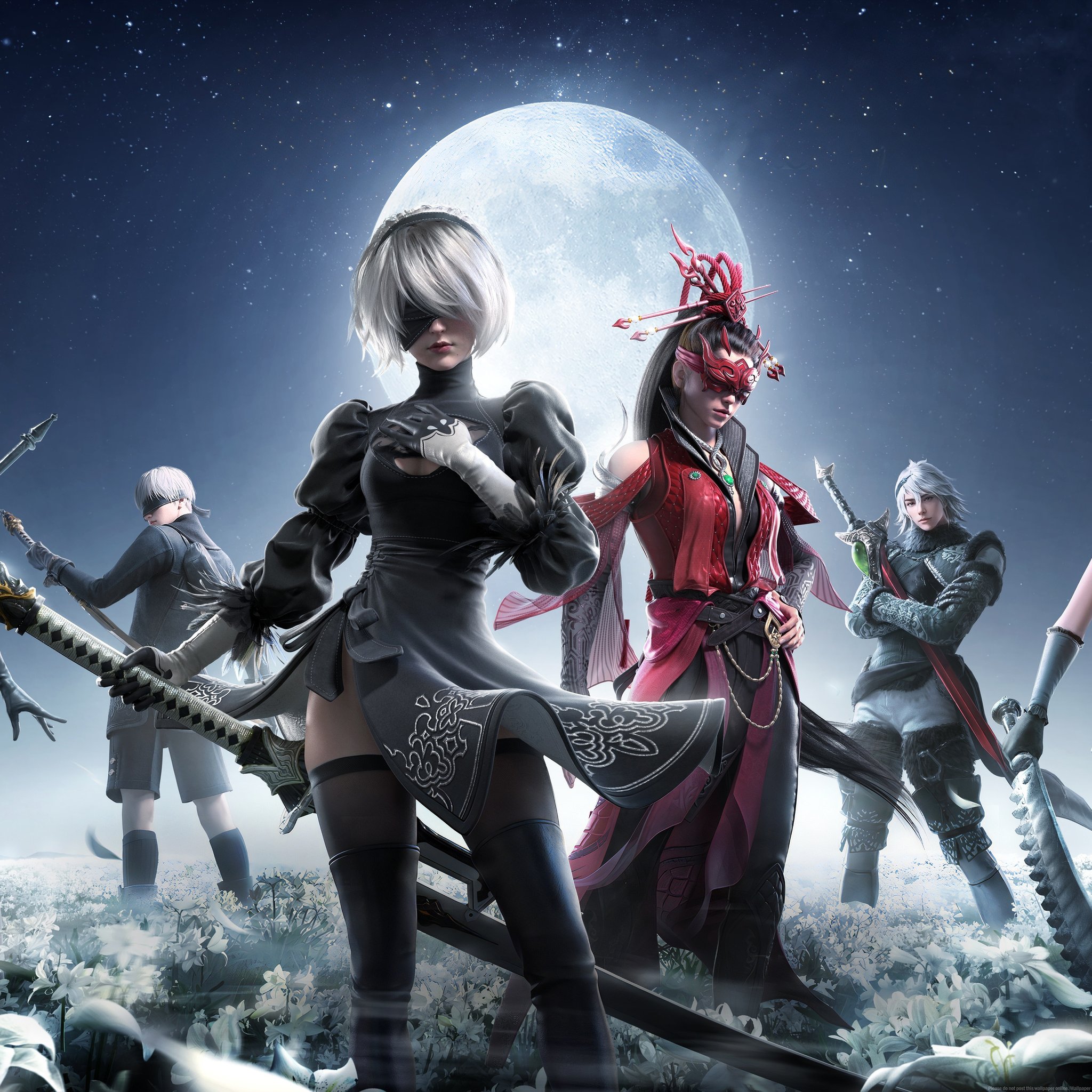 Nier Characters: Automata and Naraka Bladepoint - Wallpapers for iPad Retina in 2048x2048 resolution