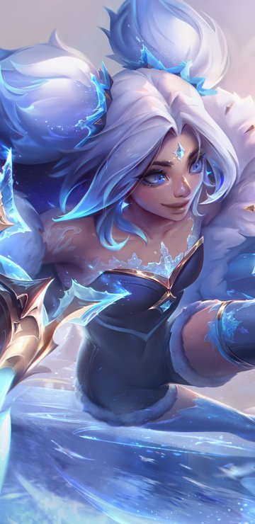 Zeri from League Of Legends in a blue dress - Wallpapers for Samsung in 360x740 resolution