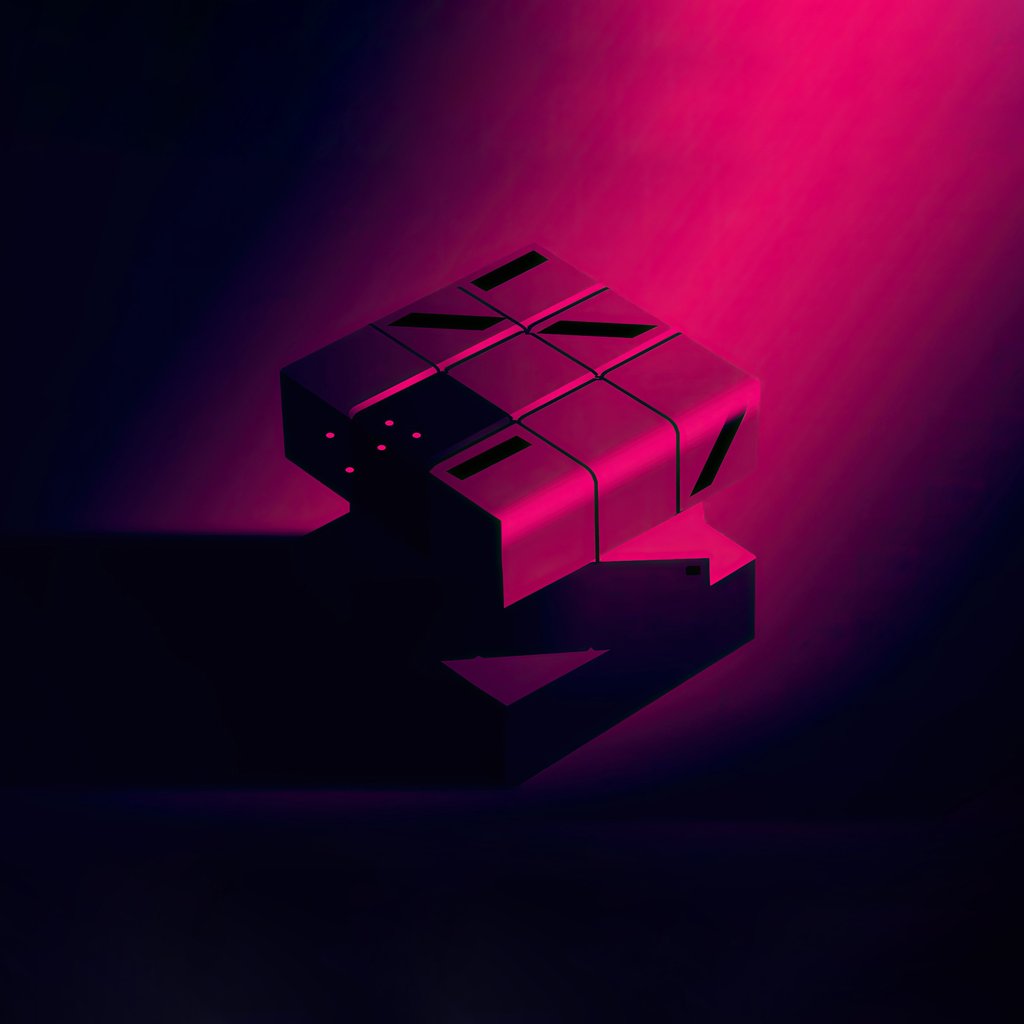 Digital cube in neon - Wallpapers for Apple iPad 1 in 1024x1024 resolution