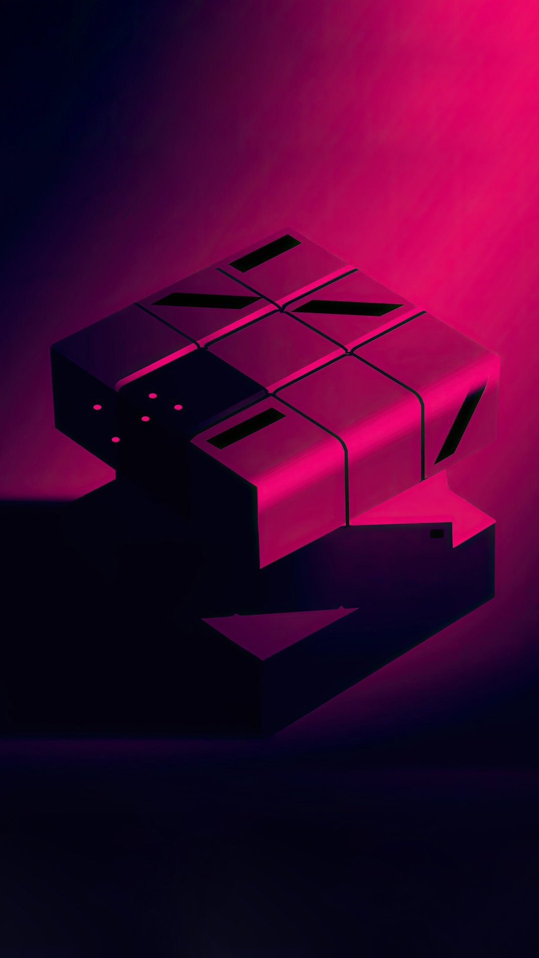 Digital cube in neon - Wallpapers for Samsung, Honor, Sony in 1080x1920 resolution