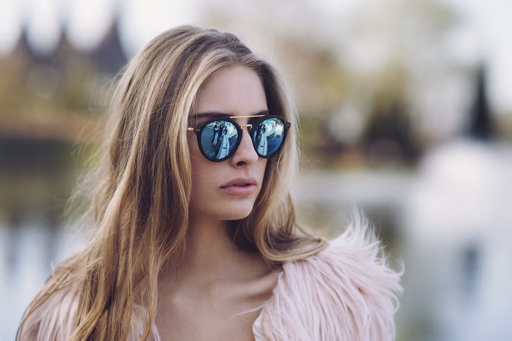 Camille Rochette in sunglasses — desktop and phone wallpaper, free download