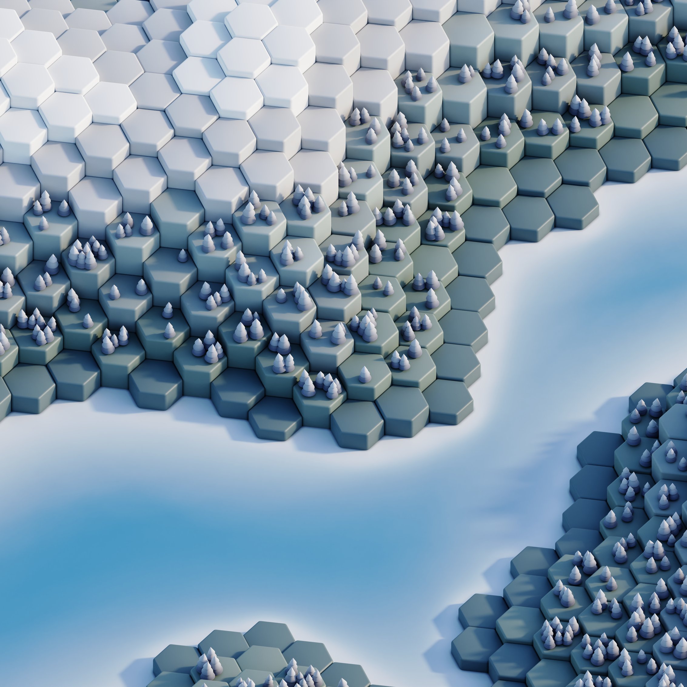 Hexagonal winter landscape - Wallpapers for iPad mini 8.3″ in 2266x2266 resolution