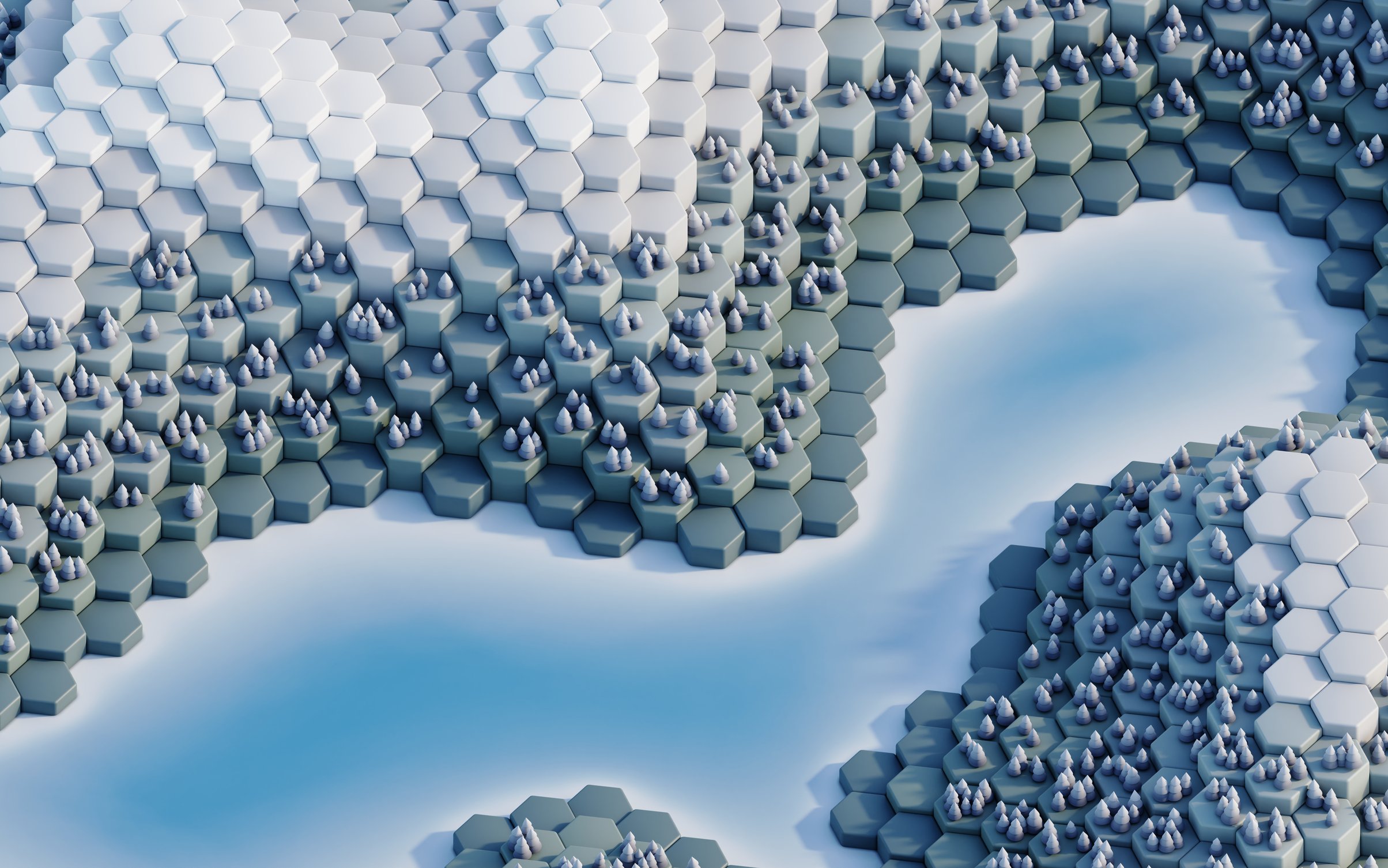 Hexagonal winter landscape - Wallpapers for MacBook Neo in 2408x1506 resolution