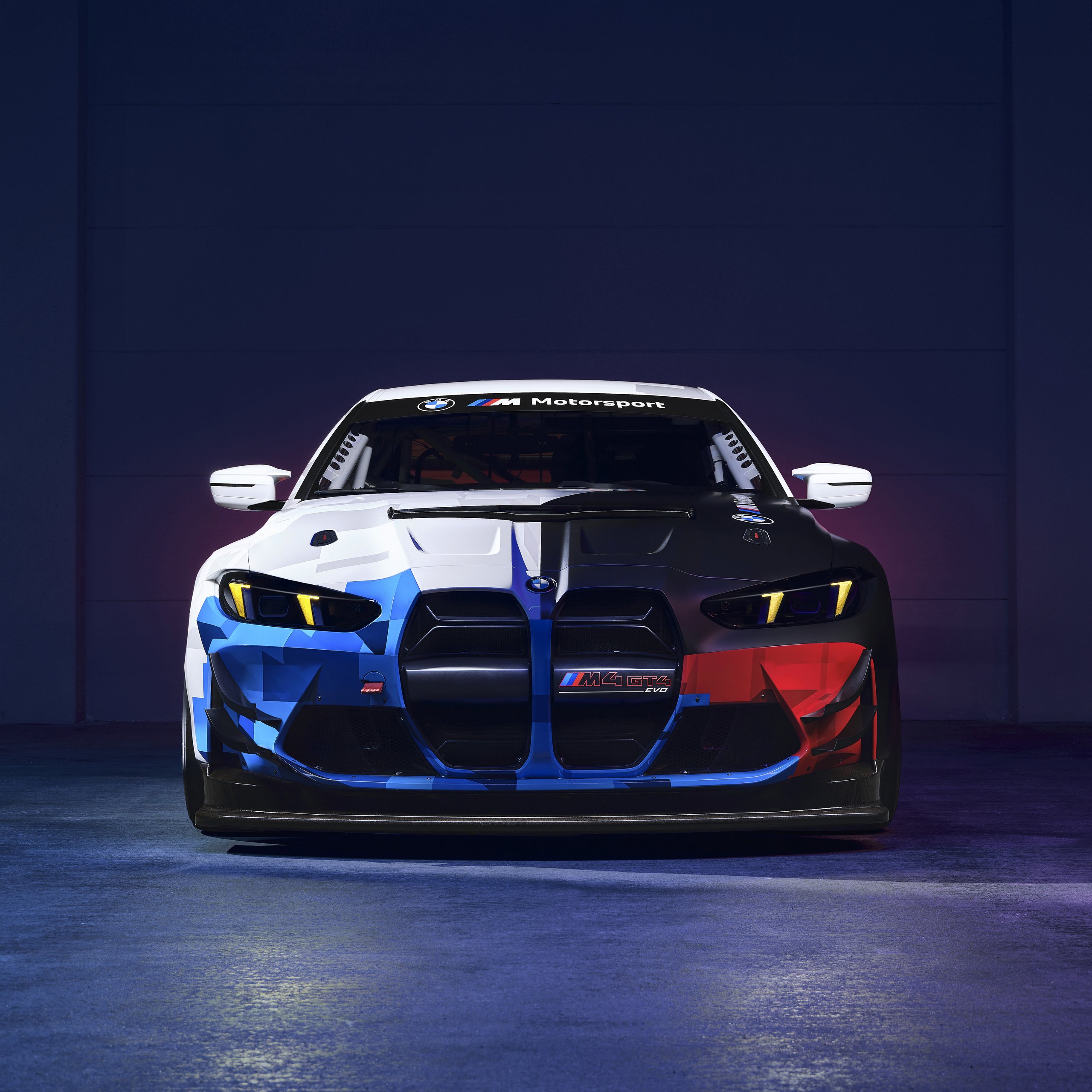 BMW M4 GT4 Evo front view - Wallpapers for Samsung Galaxy Tab S9 FE+/Tab S11, Xiaomi Pad 5, Redmi Pad 2 Pro, POCO Pad in 2560x2560 resolution